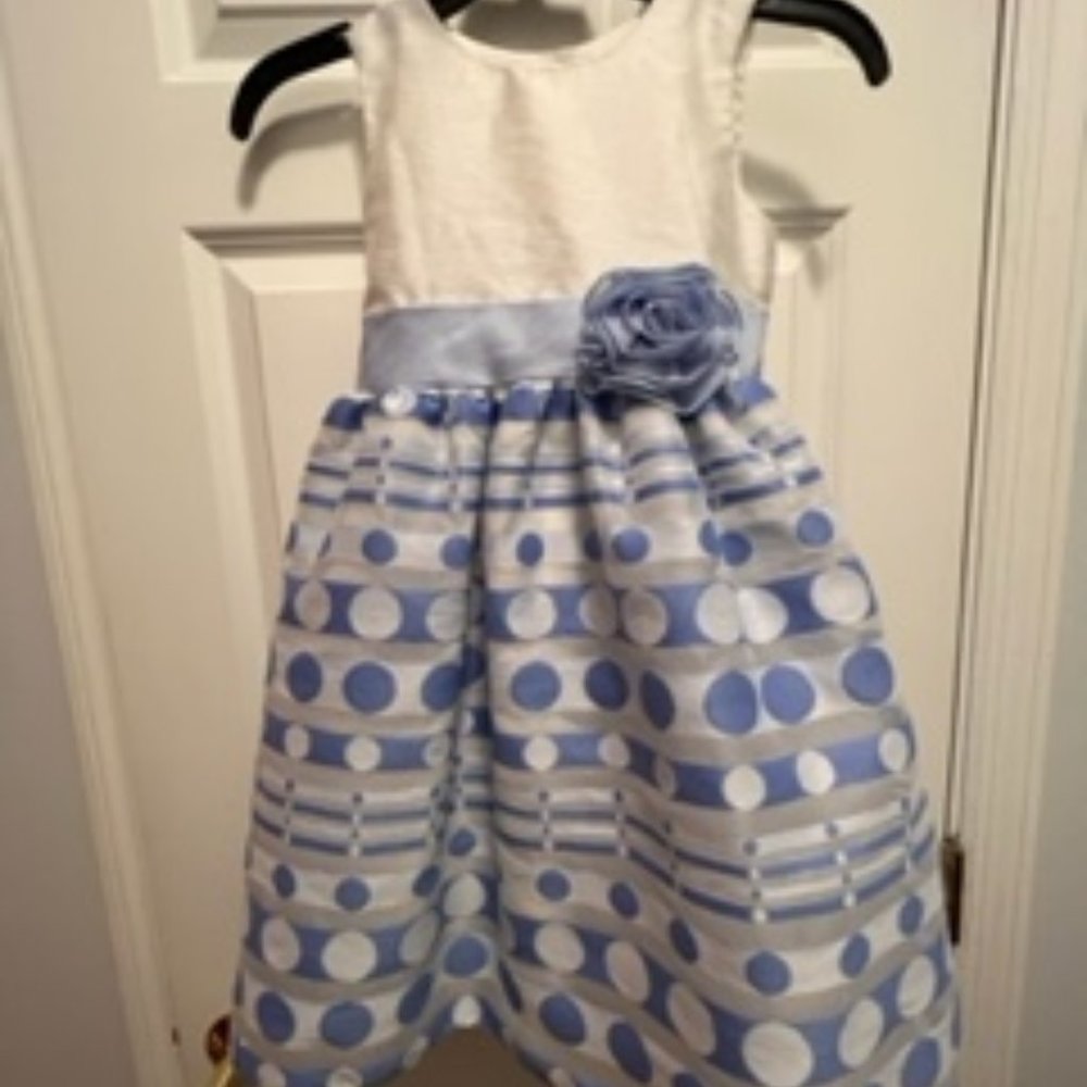 Marmellata girls size 7 blue polka dot dress
